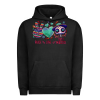 Pigment Black Peace love dia de los muertos Urban Hoodie - NancyCooperArtShop