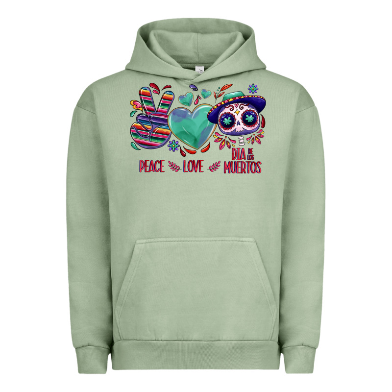 Peace Love Dia De Los Muertos Urban Hoodie by NancyCooperArtShop | Teevron