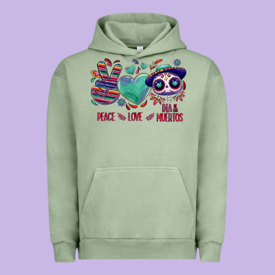Peace Love Dia De Los Muertos Urban Hoodie Designed By Nancycooperartshop