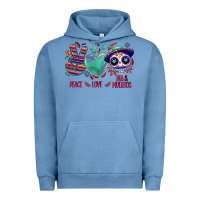 Pigment Pebble Blue Peace love dia de los muertos Urban Hoodie - NancyCooperArtShop