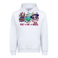 White Peace love dia de los muertos Urban Hoodie - NancyCooperArtShop