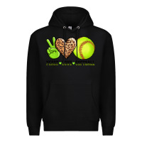 Black peace love softball Premium Hoodie - AdoDesignShop