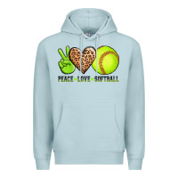 Blue Mist peace love softball Premium Hoodie - AdoDesignShop