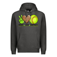 Charcoal Heather peace love softball Premium Hoodie - AdoDesignShop