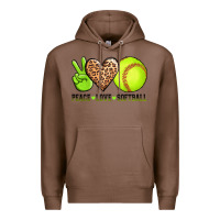 Chestnut peace love softball Premium Hoodie - AdoDesignShop