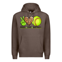 Coffee peace love softball Premium Hoodie - AdoDesignShop