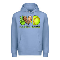 Colony Blue peace love softball Premium Hoodie - AdoDesignShop