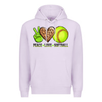 Lilac peace love softball Premium Hoodie - AdoDesignShop