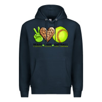 Navy peace love softball Premium Hoodie - AdoDesignShop