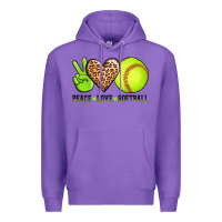 Purple peace love softball Premium Hoodie - AdoDesignShop