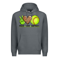 Rock peace love softball Premium Hoodie - AdoDesignShop