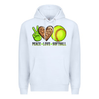 White peace love softball Premium Hoodie - AdoDesignShop