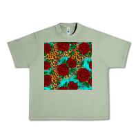 Oil Green leopard roses seamless pattern Urban Heavy Tee - HRA Design Shop
