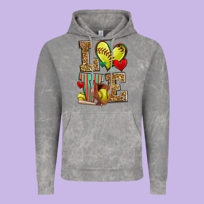 Love Softball Vintage Hoodie Designed By Zillion Design Studio