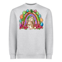 Heather Grey Easter rainbow Bunny Easter Day Heavyweight Sweatshirt - Neo Western
