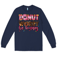 Navy donut worry be happy Long Sleeve Tee - AdoDesignShop