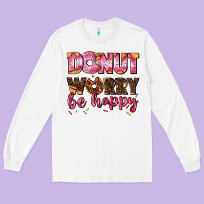 Donut Worry Be Happy Long Sleeve Tee Designed By Adodesignshop