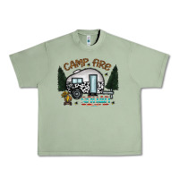 Oil Green camp fire squad Urban Heavy Tee - CowhideDigitalArt