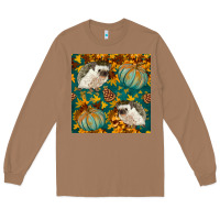 Toasted Coconut hedgehog and pumpkins seamless pattern Long Sleeve Tee - BundleAndBundleShop