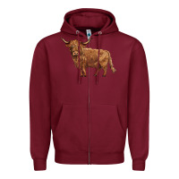 Burgundy highland cow Zipper Hoodie - BarkalooDesign