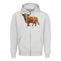 Dove Grey highland cow Zipper Hoodie - BarkalooDesign