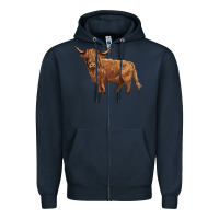 Navy highland cow Zipper Hoodie - BarkalooDesign