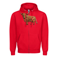 Red highland cow Zipper Hoodie - BarkalooDesign