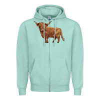 Seafoam highland cow Zipper Hoodie - BarkalooDesign