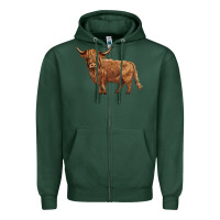 Sports Green highland cow Zipper Hoodie - BarkalooDesign