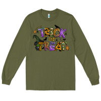 Army Green trick or treat Long Sleeve Tee - BundleAndBundleShop