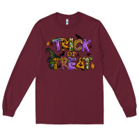 Burgundy trick or treat Long Sleeve Tee - BundleAndBundleShop