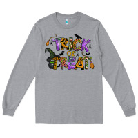 Heather Grey trick or treat Long Sleeve Tee - BundleAndBundleShop