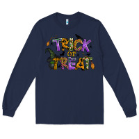 Navy trick or treat Long Sleeve Tee - BundleAndBundleShop