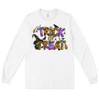 White trick or treat Long Sleeve Tee - BundleAndBundleShop