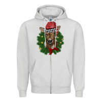 Dove Grey christmas wreath baby calf Zipper Hoodie - BarkalooDesign