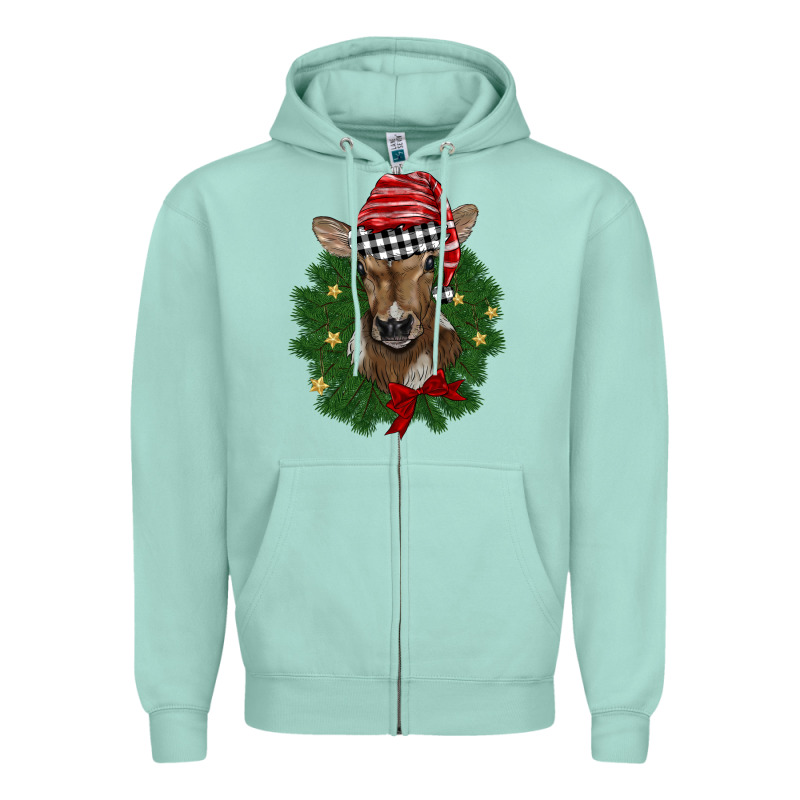 Christmas Wreath Baby Calf Zipper Hoodie by BarkalooDesign | Teevron