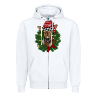 White christmas wreath baby calf Zipper Hoodie - BarkalooDesign