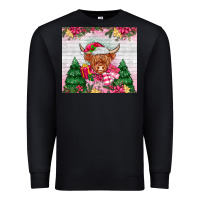 Black pink christmas cow Premium Sweatshirt - MaliasSmallBusiness