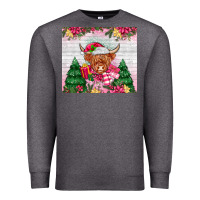 Charcoal Heather pink christmas cow Premium Sweatshirt - MaliasSmallBusiness