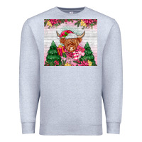 Heather Grey pink christmas cow Premium Sweatshirt - MaliasSmallBusiness