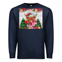 Navy pink christmas cow Premium Sweatshirt - MaliasSmallBusiness