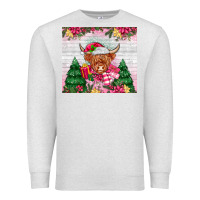 Oatmeal Heather pink christmas cow Premium Sweatshirt - MaliasSmallBusiness