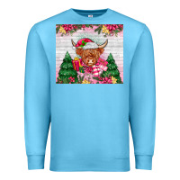Ocean Blue pink christmas cow Premium Sweatshirt - MaliasSmallBusiness