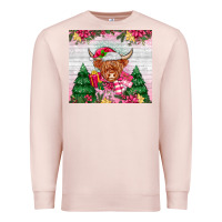 Pale Pink pink christmas cow Premium Sweatshirt - MaliasSmallBusiness