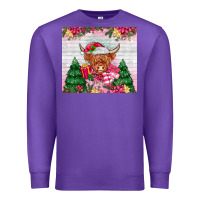 Purple pink christmas cow Premium Sweatshirt - MaliasSmallBusiness