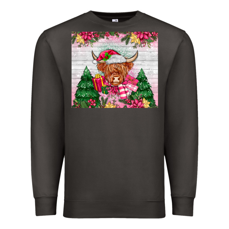 Pink Christmas Cow Premium Sweatshirt by MaliasSmallBusiness | Teevron