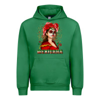 Emerald Sugar skull girl with Mexicana Urban Hoodie - NancyCooperArtShop