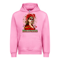 Fuchsia Pink Sugar skull girl with Mexicana Urban Hoodie - NancyCooperArtShop