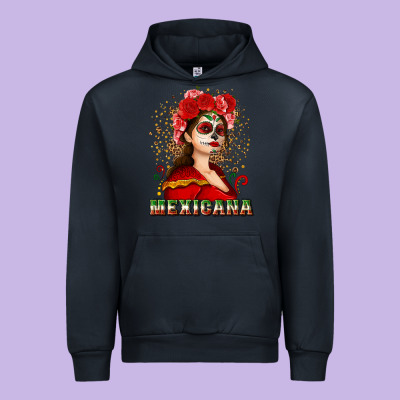 Sugar Skull Girl With Mexicana Urban Hoodie Designed By Nancycooperartshop