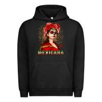 Pigment Black Sugar skull girl with Mexicana Urban Hoodie - NancyCooperArtShop